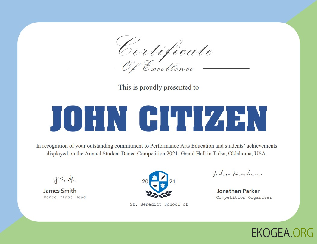 Certificat de danse aux États Unis